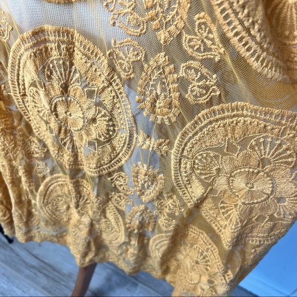 Umgee Mustard Yellow Embroidered Boho Duster - Picture 8 of 13